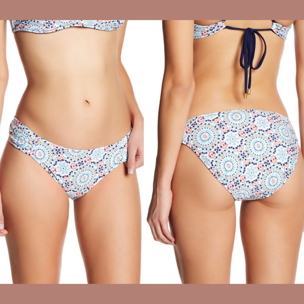 NEW $77 Helen Jon Shirred‎ Side Printed Bikini Bottoms [SZ Small ]